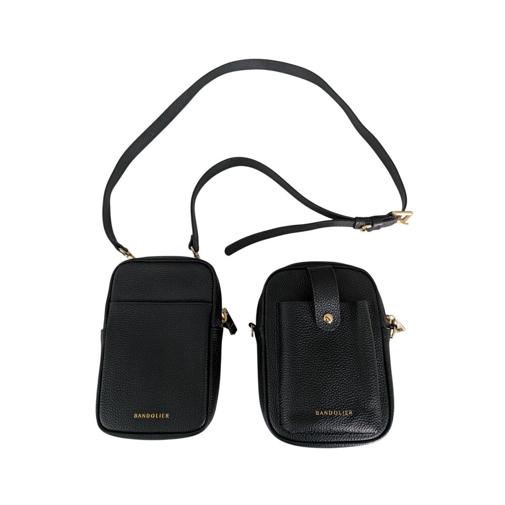 Bandolier Dillon Black Pebbled Leather & Large Expanded Pouch Single Strap Black